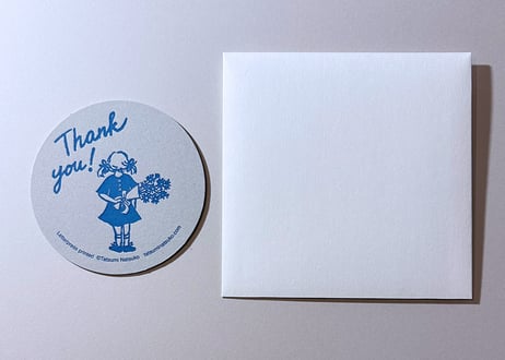 活版印刷のコースターカード/ Thank you!