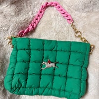 ふわふわバッグ　乗馬グリーン