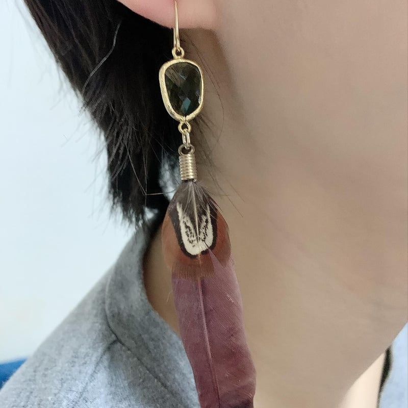 羽根ピアス ブルー ① | ワタデキストア