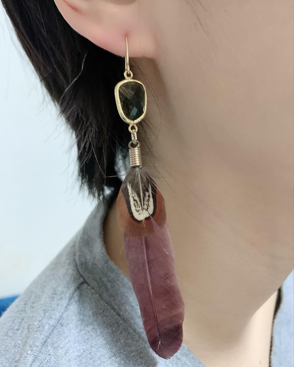 羽根ピアス ブルー ① | ワタデキストア