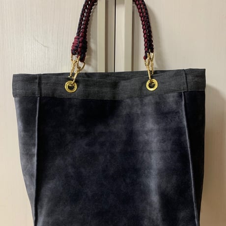 4wayトートバッグ（ラージサイズ）グレーゴールド　黒デニム