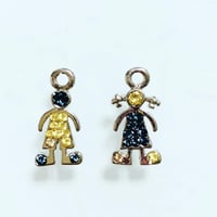 ヒトピアス・イヤリング　④シルバー紺×黄色