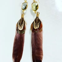 羽根ピアス　ブラウン　①