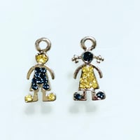 ヒトピアス・イヤリング　③シルバー紺×黄色