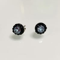 8mm丸スワロフスキー2wayピアス シルバー（ライトサファイヤ）