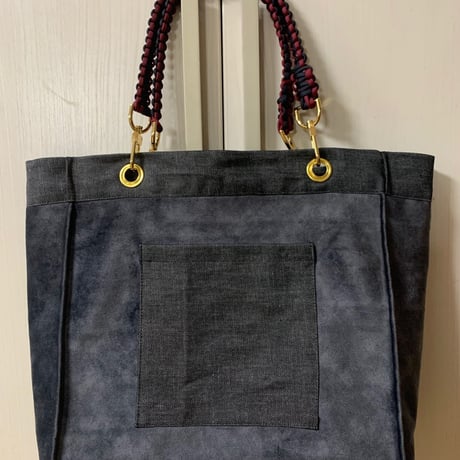 4wayトートバッグ（ラージサイズ）グレーゴールド　黒デニム