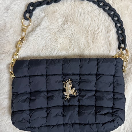 ふわふわバッグ　カエルブラック