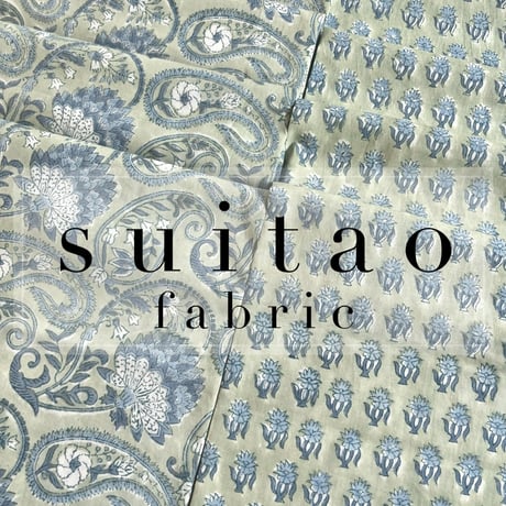 セット販売（各2m,合計4m）　インド綿　ハンドブロックプリント生地　FB-24101385HBC