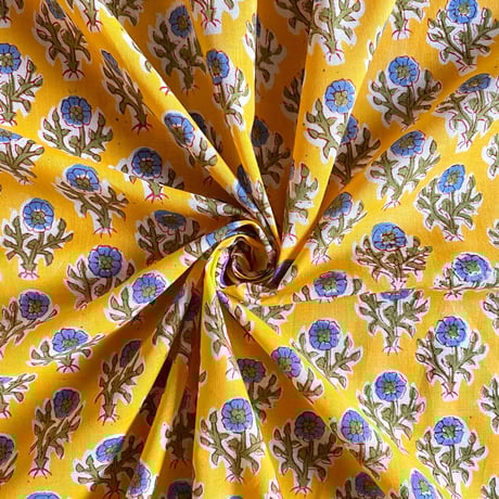 インド綿　ハンドブロックプリント生地　FB-23030766HBC