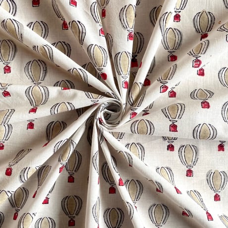 【プレカット約1m90cm】インド綿　ハンドブロックプリント生地 FB-23020716HBC