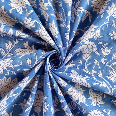 インド綿　ハンドブロックプリント生地　FB-23040804HBC