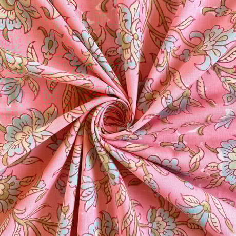 【プレカット2m10cm 】インドポリコットン　ハンドブロックプリント生地　FB-21090181HBCPC