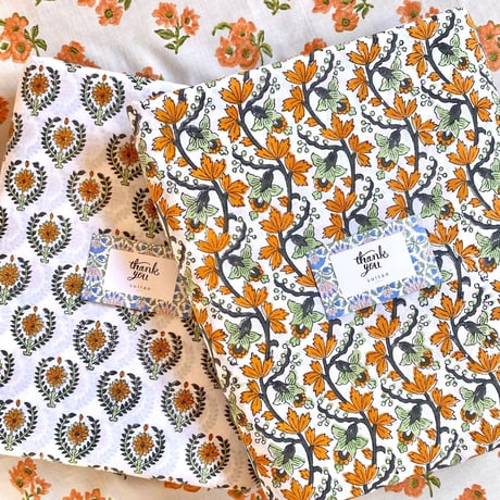 セット販売（各2m,合計4m）　インド綿　ハンドブロックプリント生地　FB-23030750HBC