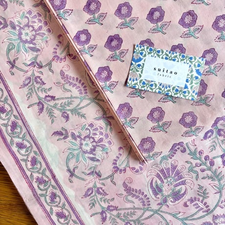 セット販売（各2m,合計4m）　インド綿　ハンドブロックプリント生地　FB-24051229HBC