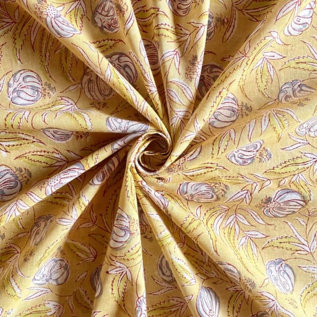 インド綿　ハンドブロックプリント生地　FB-22060456HBC