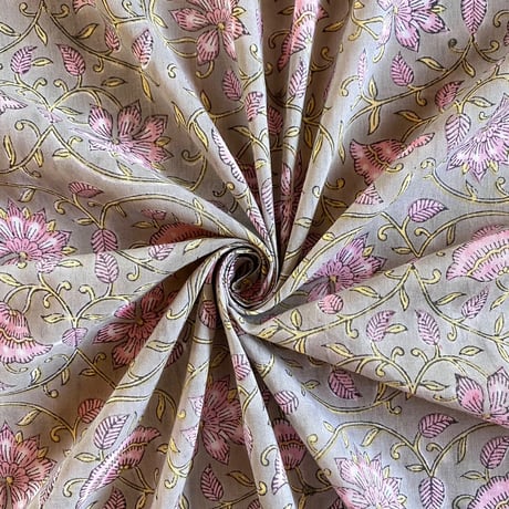 インド綿　ハンドブロックプリント生地　FB-23040818HBC