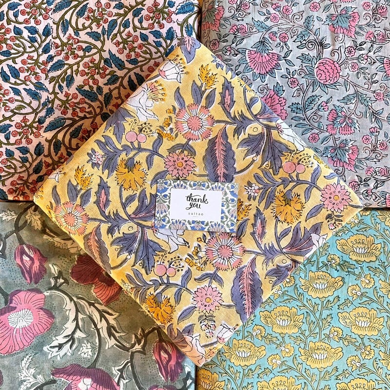 インド綿 ハンドブロックプリント生地 FB-21100197HBC | suitao fabric