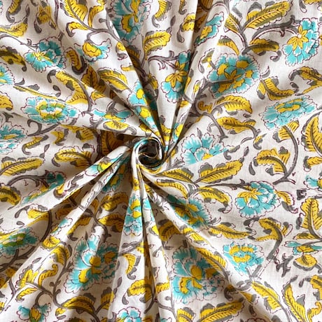 インド綿　ハンドブロックプリント生地　FB-22060453HBC