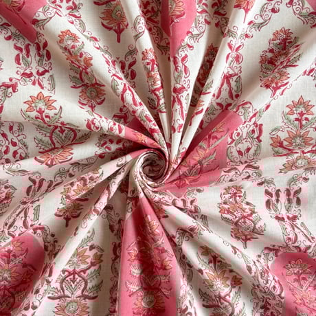 インド綿　ハンドブロックプリント生地　FB-25031538HBC