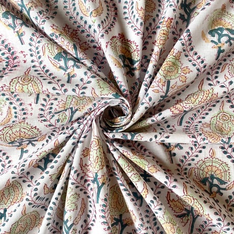 インド綿　ハンドブロックプリント生地　FB-22040435HBC