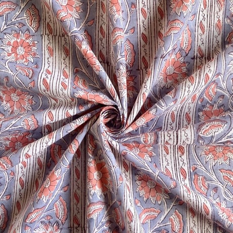 インド綿　ハンドブロックプリント生地　FB-23111050HBC