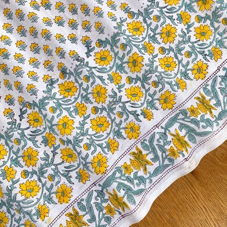 【プレカット約2.8m】インド綿片耳付き　ハンドブロックプリント生地　FB-23010695HBC