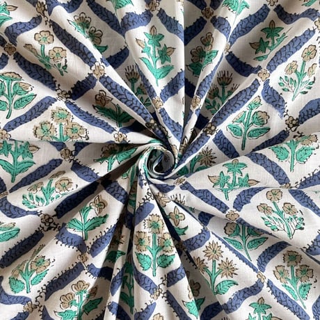 インド綿　ハンドブロックプリント生地　FB-23060891HBC