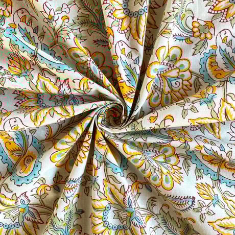 インド綿　ハンドブロックプリント生地　FB-22030345HBC