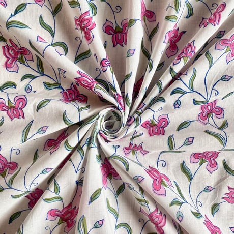 インド綿　ハンドブロックプリント生地　FB-23060907HBC