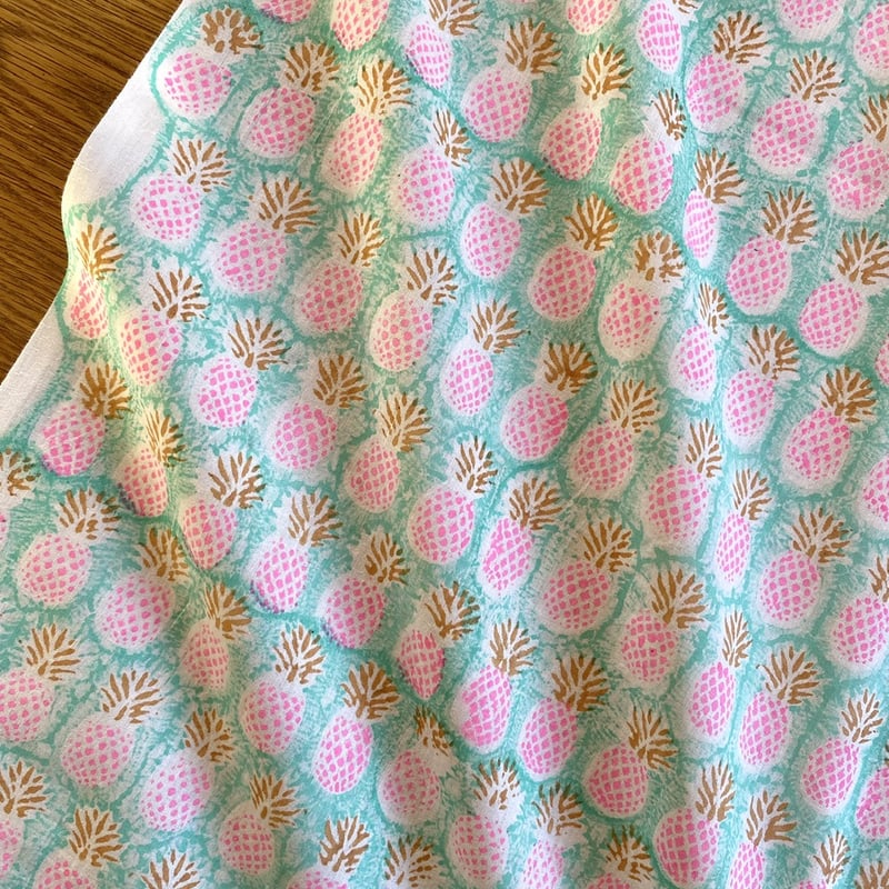 インド綿　ブロックプリント　上下set up ① インド 綿100% ブロックプリント 生地270×220 マルチカバー