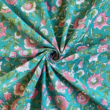 インド綿　ハンドブロックプリント生地　FB-22020298HBC