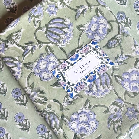 セット販売（各2m,合計4m）　インド綿　ハンドブロックプリント生地　FB-24091365HBC