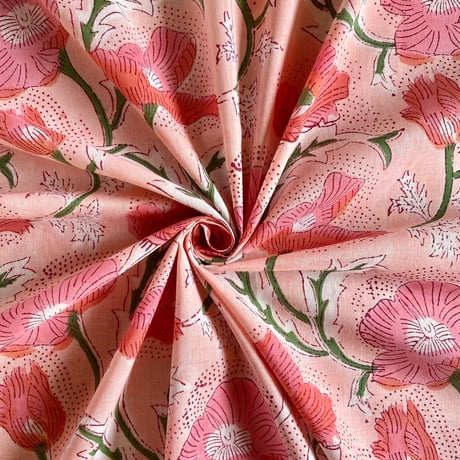 インド綿　ハンドブロックプリント生地　FB-23060913HBC①