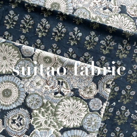 セット販売（各2m,合計4m）　インド綿　ハンドブロックプリント生地　FB-25061626HBC