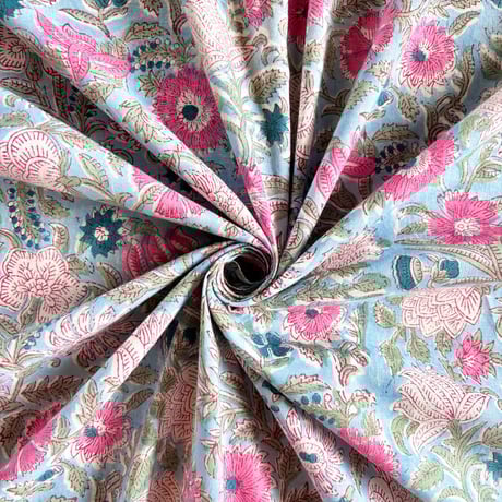 インド綿　ハンドブロックプリント生地　FB-24061236HBC