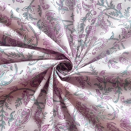 【プレカット約2m50cm】インド綿　ハンドブロックプリント生地　FB-24081355HBCP