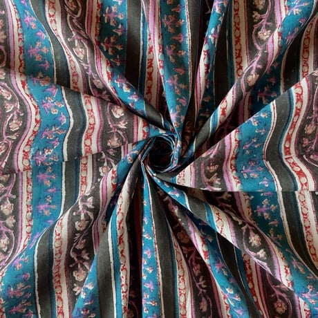 インド綿　ハンドブロックプリント生地　FB-23101026HBC