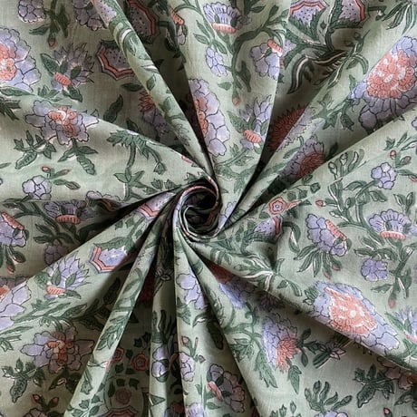 インド綿　ハンドブロックプリント生地　FB-22070480HBC