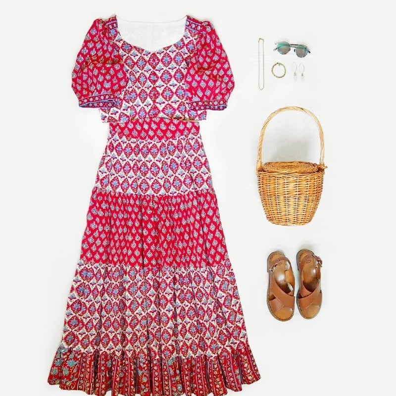 春夏を待ちきれない インドブロックプリント テーパードズボン 春夏を待ちきれない インドブロックプリント テーパードズボン