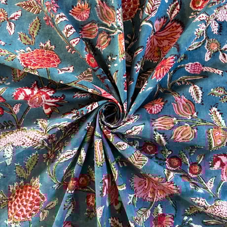 インド綿　ハンドブロックプリント生地　FB-24111431HBC②