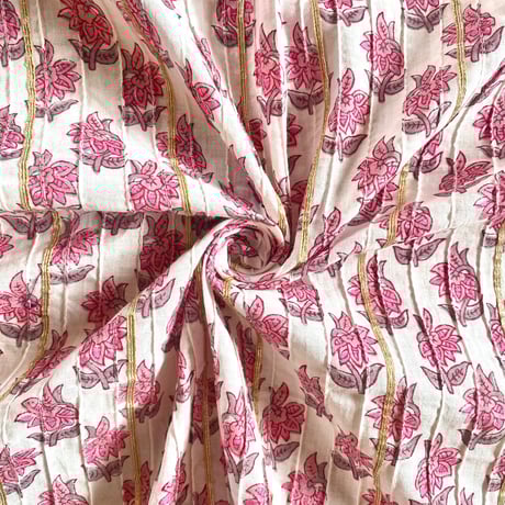 【プレカット80cm 】インドタックコットン　ハンドブロックプリント生地　FB-21090176HBTCPC