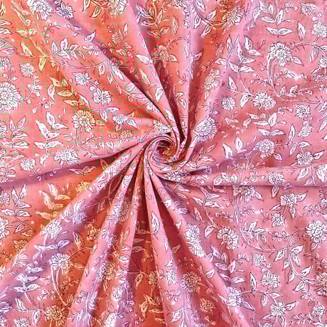 インド綿　ハンドブロックプリント生地　FB-21070139HBC