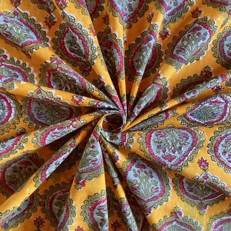 インド綿　ハンドブロックプリント生地　FB-23080965HBC