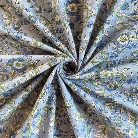 インド綿　ハンドブロックプリント生地　FB-22110651HBC