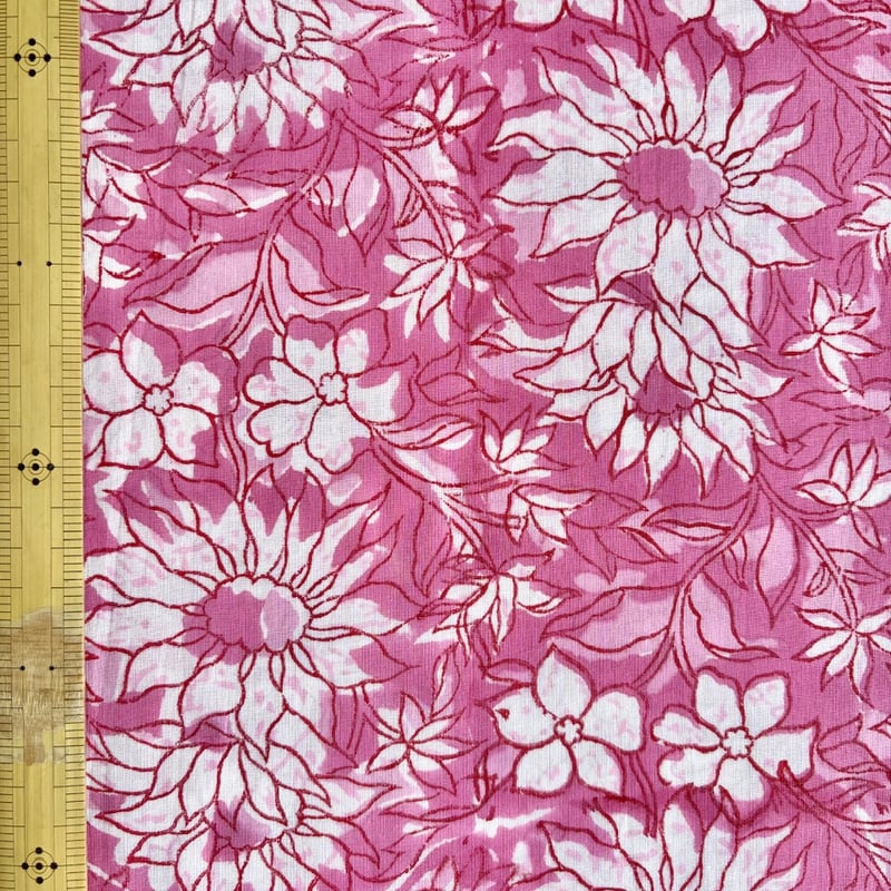 ブロックプリント Zaku.Block テーパードズボン インド綿 ハンドブロックプリント生地 FB-24051218HBC➁