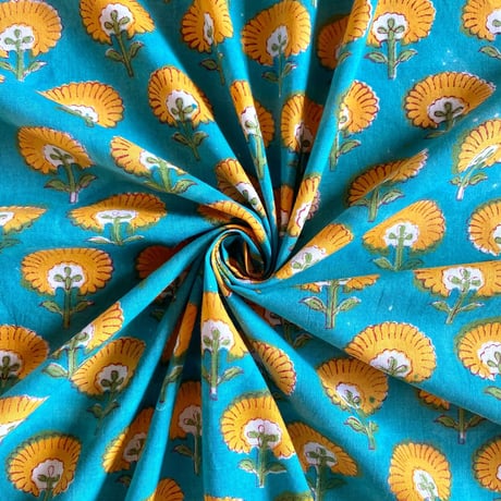 インド綿　ハンドブロックプリント生地　FB-23040816HBC