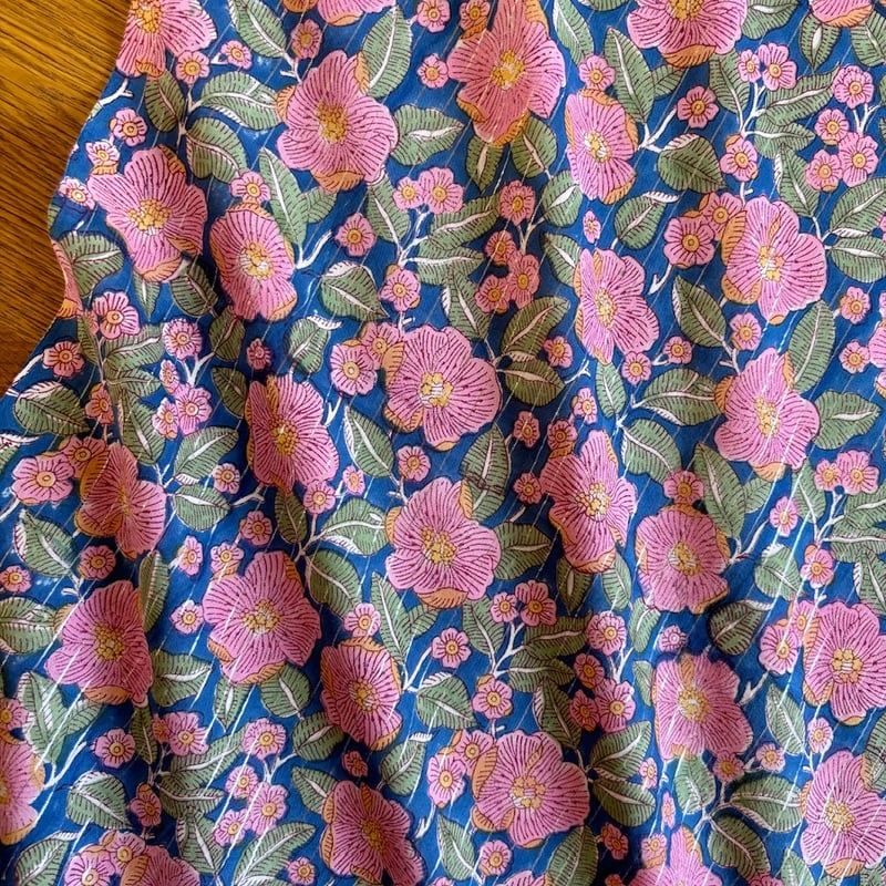 インド綿ラメ糸入り ハンドブロックプリント生地 FB-24081277HBC