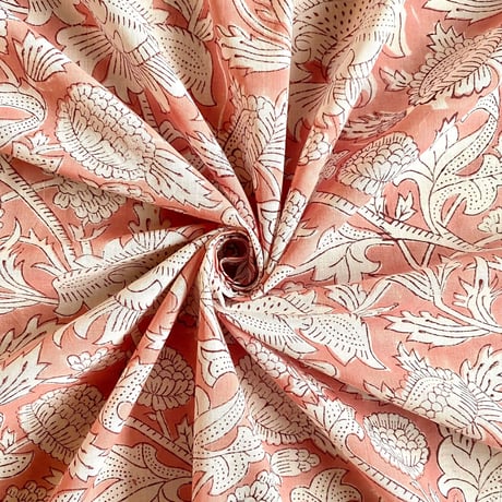 インド綿　ハンドブロックプリント生地　FB-23020719HBC