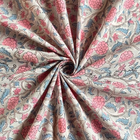 インド綿　ハンドブロックプリント生地　FB-22030363HBC