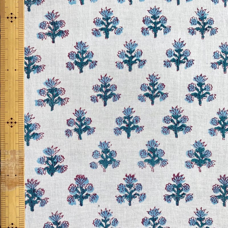 インド綿片耳付き ハンドブロックプリント生地 FB-23070930HBC①